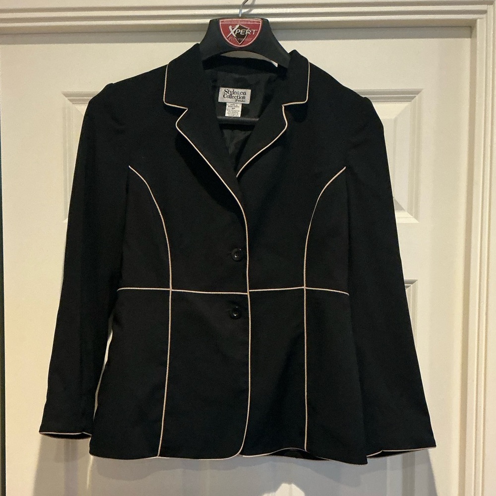 Style & co. Black Blazer with Kaki Trim